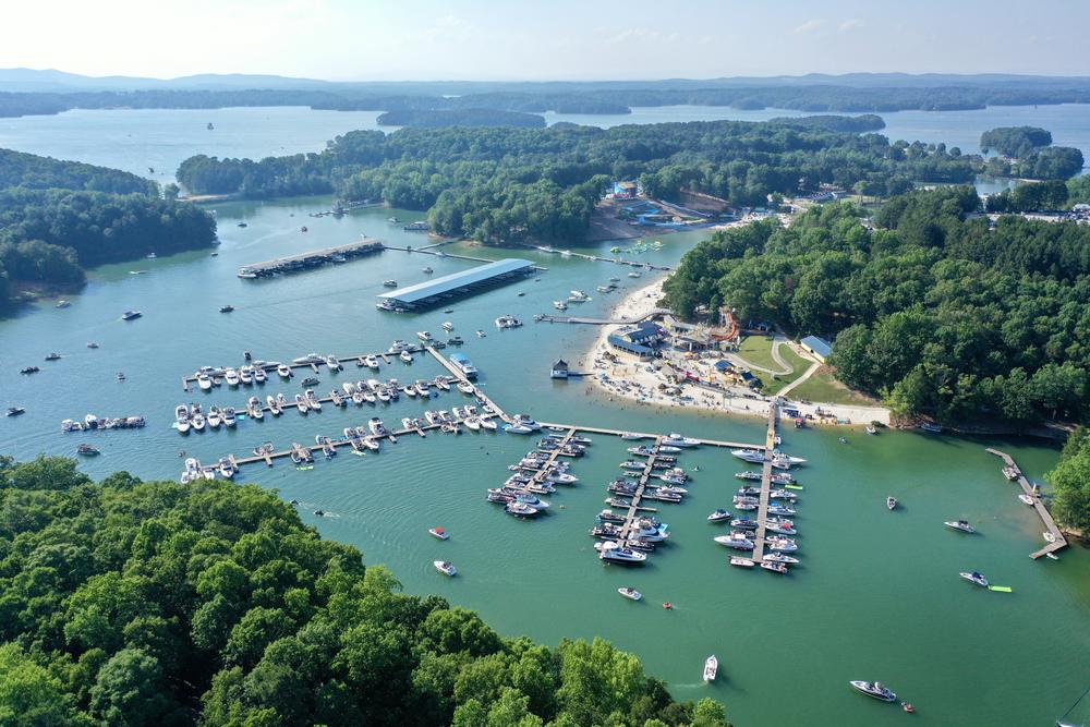 view of a marina at lake lanier